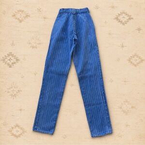 Vintage 80s Western High Rise Tapered Jeans Herringbone Pinstripe Denim‎ 21x34”